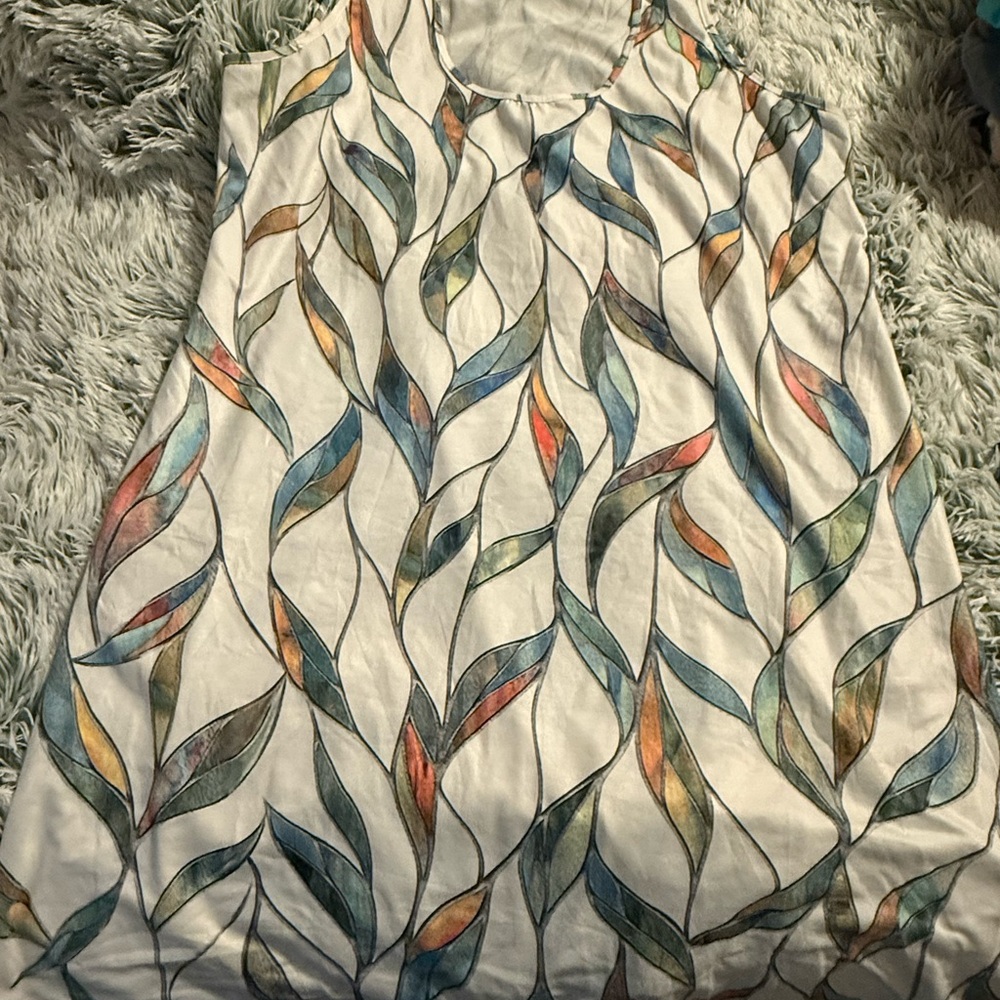 Colorful Leaf Pattern Sleeveless Dress